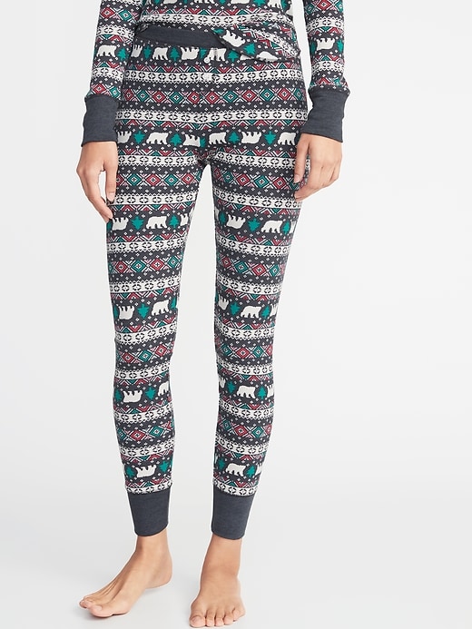 Patterned Thermal-Knit Sleep Leggings for Women