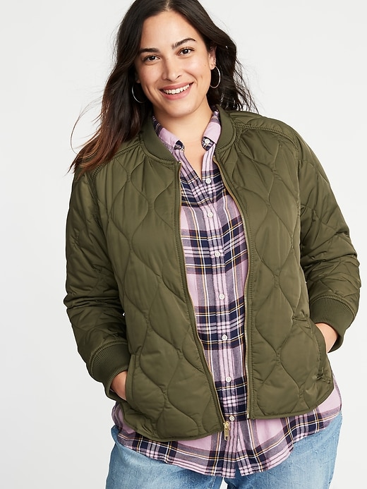 View large product image 1 of 1. Lightweight Quilted Plus-Size Jacket