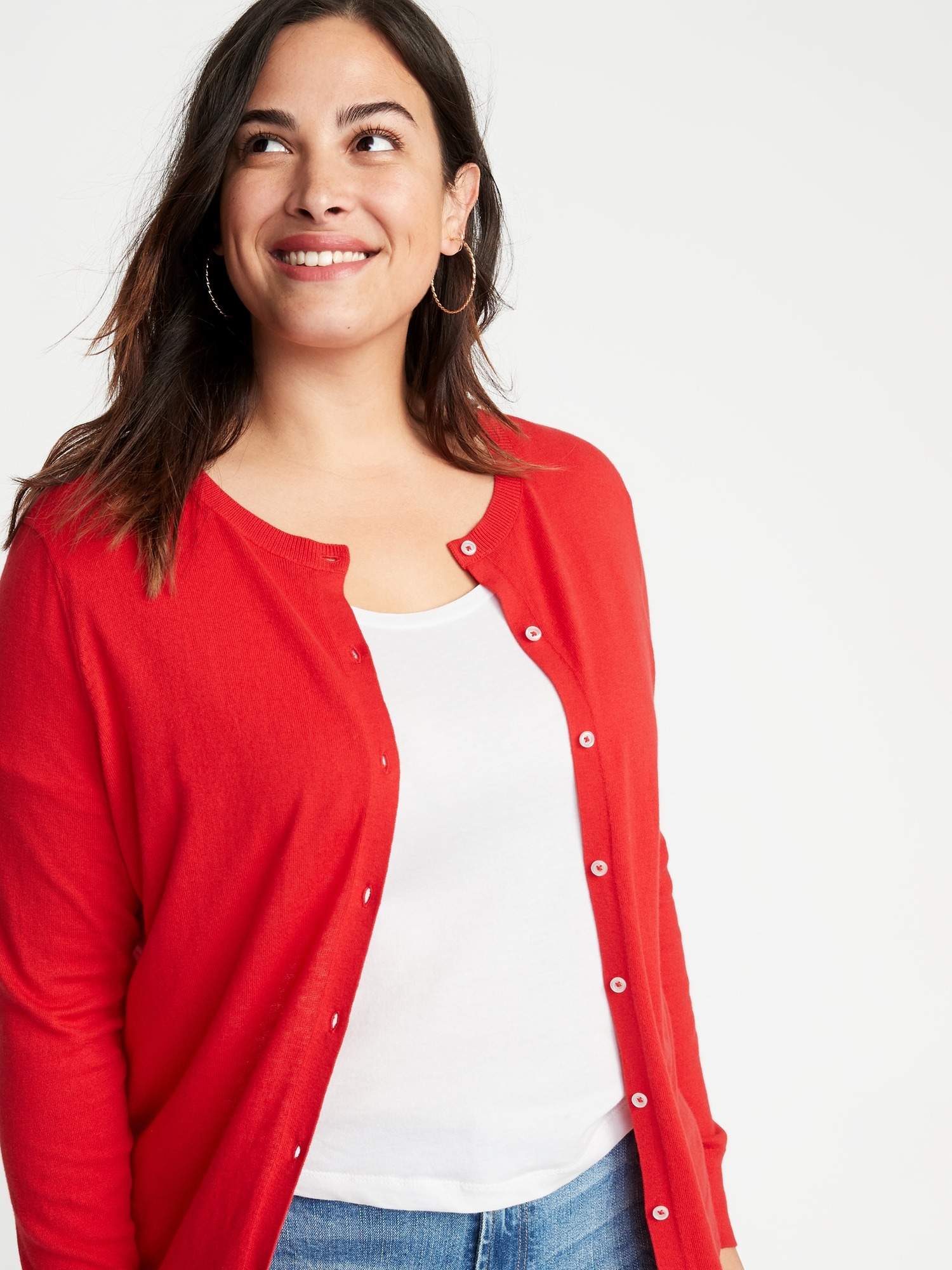 Semi-Fitted Crew-Neck Plus-Size Cardi | Old Navy