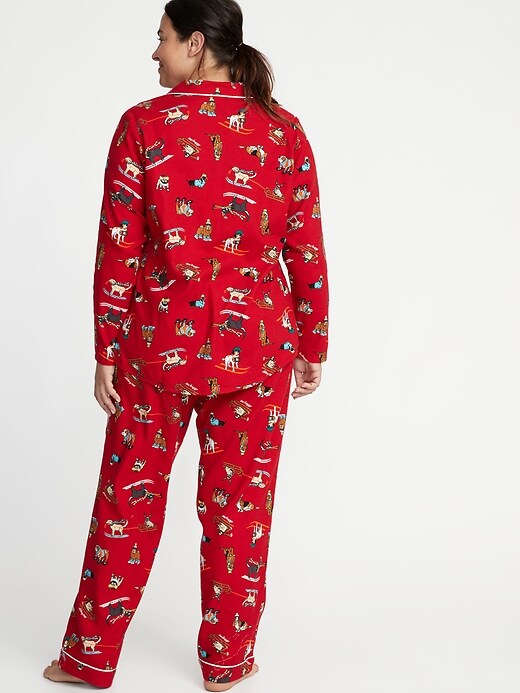 Image number 2 showing, Plus-Size Printed Flannel Sleep Set