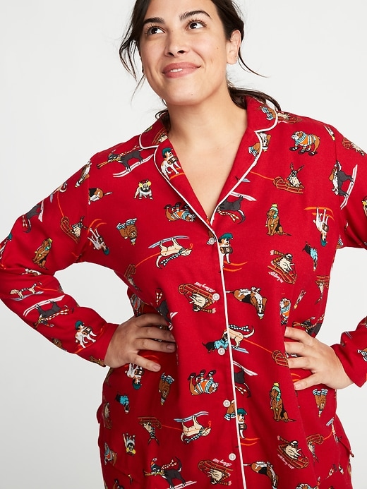 Image number 4 showing, Plus-Size Printed Flannel Sleep Set