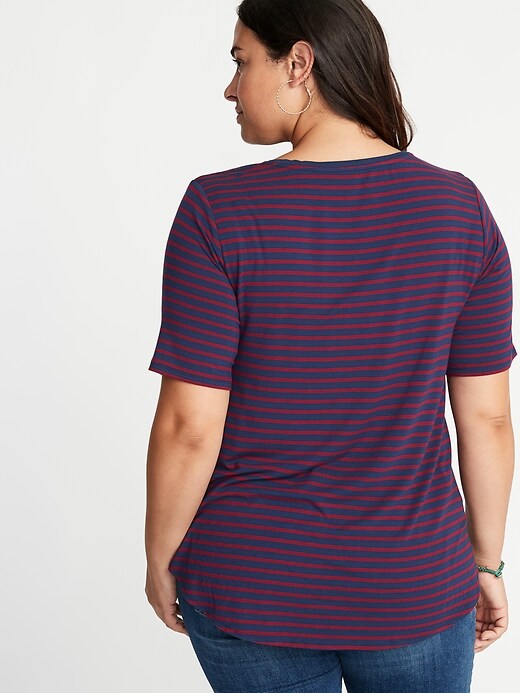 Luxe Striped Plus Size V Neck Tunic Tee Old Navy