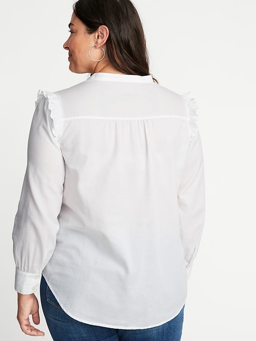 Image number 2 showing, Ruffled-Shoulder Plus-Size No-Peek Shirt