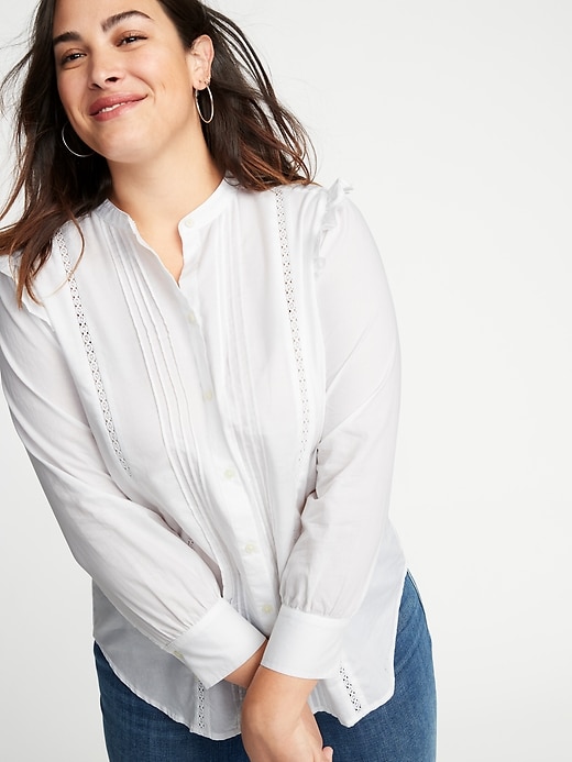 Image number 5 showing, Ruffled-Shoulder Plus-Size No-Peek Shirt