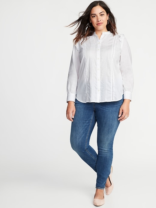 Image number 3 showing, Ruffled-Shoulder Plus-Size No-Peek Shirt