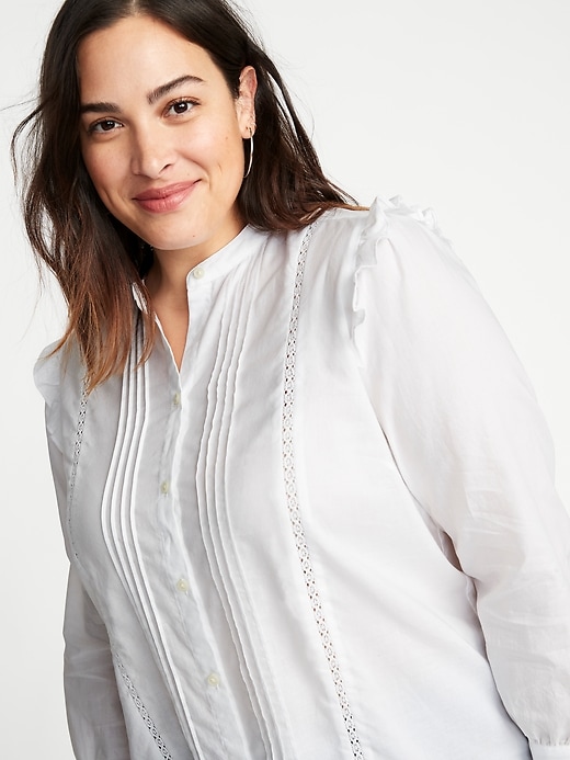 Image number 4 showing, Ruffled-Shoulder Plus-Size No-Peek Shirt