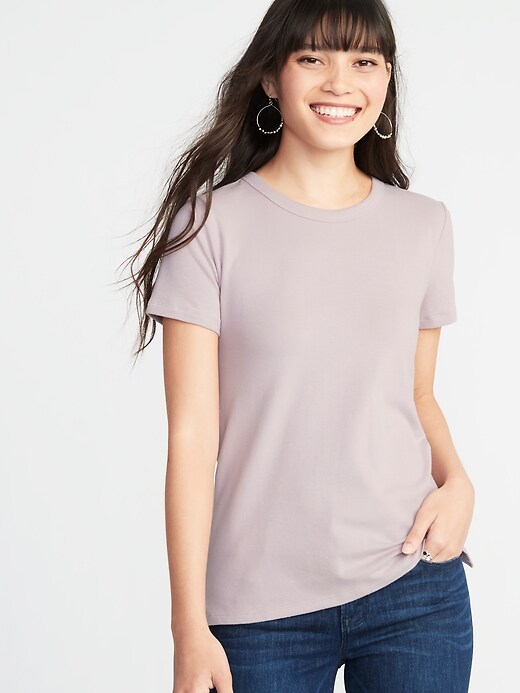 View large product image 1 of 1. Slim-Fit Brushed Jersey Tee for Women
