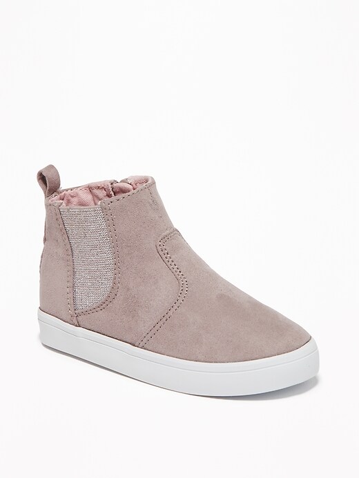 View large product image 1 of 1. Faux-Suede Chelsea High-Tops For Toddler Girls