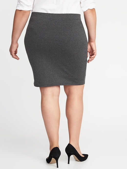 View large product image 2 of 3. Secret-Smooth Ponte-Knit Plus-Size Pencil Skirt