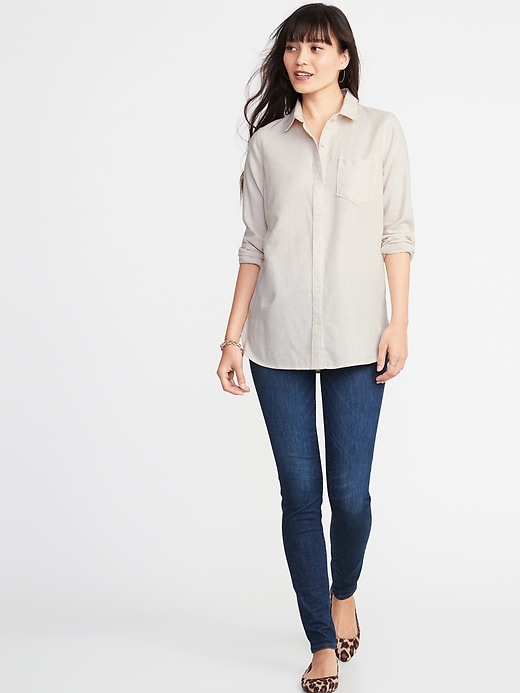 Image number 3 showing, Relaxed Twill Tunic Shirt for Women