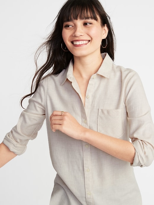 Image number 4 showing, Relaxed Twill Tunic Shirt for Women