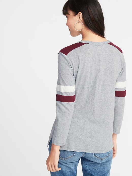 Image number 2 showing, Relaxed Football-Style Slub-Knit Tee for Women