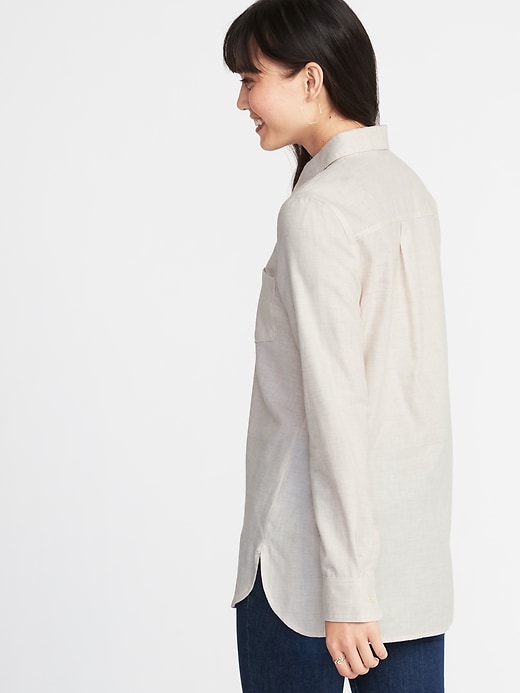 Image number 2 showing, Relaxed Twill Tunic Shirt for Women