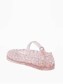 View large product image 3 of 4. Basket-Weave Jelly Ballet Flats For Toddler Girls