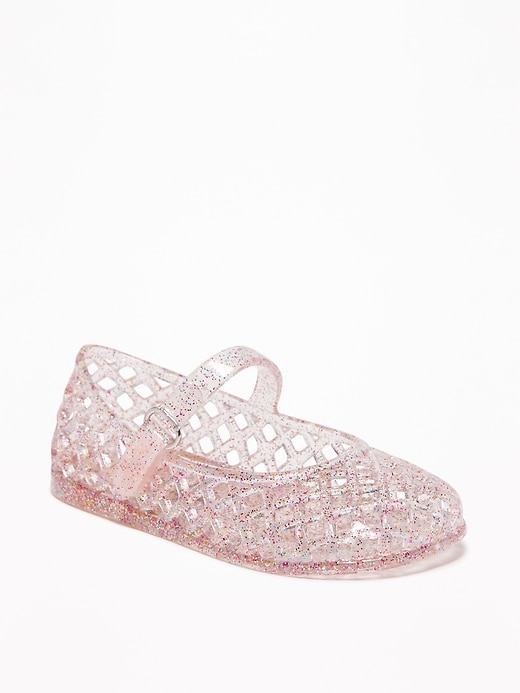View large product image 1 of 4. Basket-Weave Jelly Ballet Flats For Toddler Girls