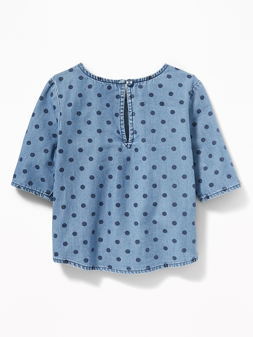 View large product image 2 of 4. Chambray Tie-Front Top for Toddler Girls