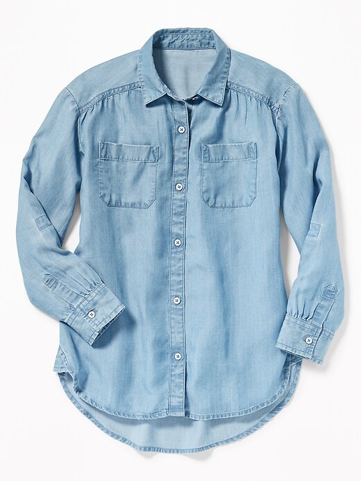 View large product image 1 of 3. Tencel&#174 Chambray Tunic Shirt for Girls