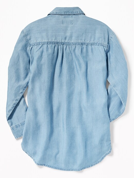 View large product image 2 of 3. Tencel&#174 Chambray Tunic Shirt for Girls
