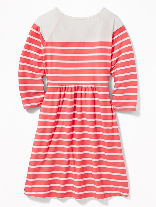 View large product image 2 of 3. Striped Soft-Brushed Jersey Fit & Flare Dress for Girls
