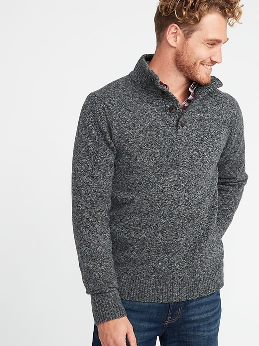 Image number 1 showing, Button Mock-Neck Sweater