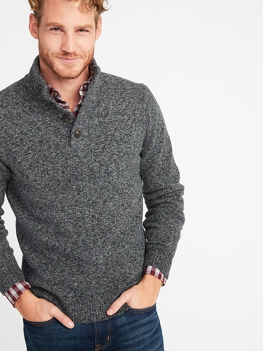 Image number 4 showing, Button Mock-Neck Sweater