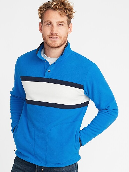 Image number 1 showing, Micro Performance Fleece Color-Blocked Pullover