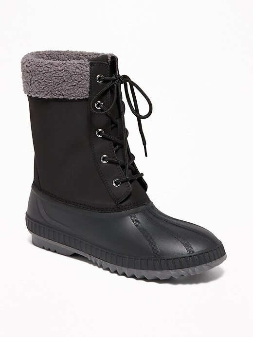 Image number 1 showing, Sherpa-Trim Lace-Up Snow Boots for Women