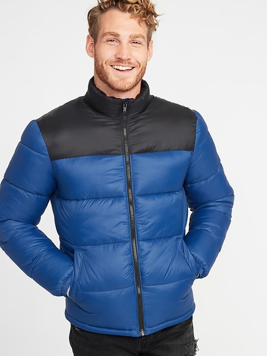 Image number 1 showing, Color-Blocked Frost-Free Puffer Jacket