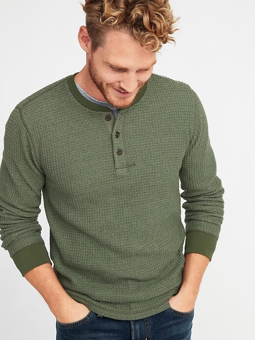 Image number 4 showing, Chunky-Textured Thermal-Knit Henley