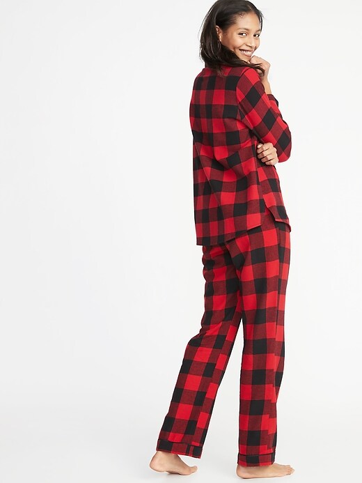 Image number 2 showing, Patterned Flannel Pajama Set for Women