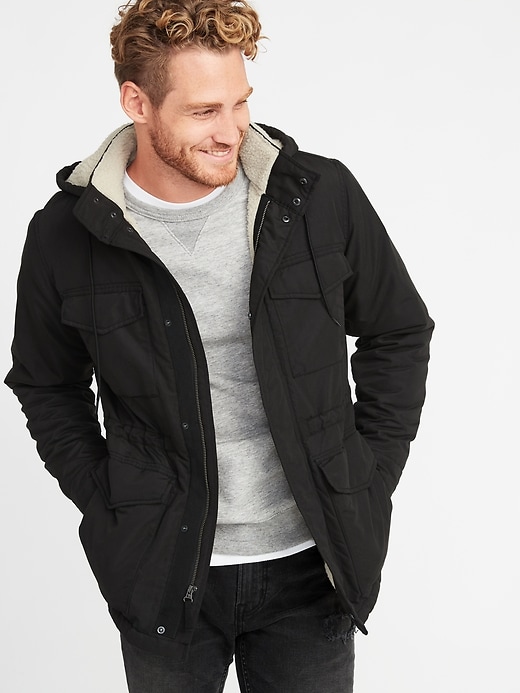 Water-Resistant Sherpa-Lined Hooded Field Jacket for Men | Old Navy