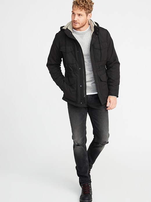 Water-Resistant Sherpa-Lined Hooded Field Jacket for Men | Old Navy