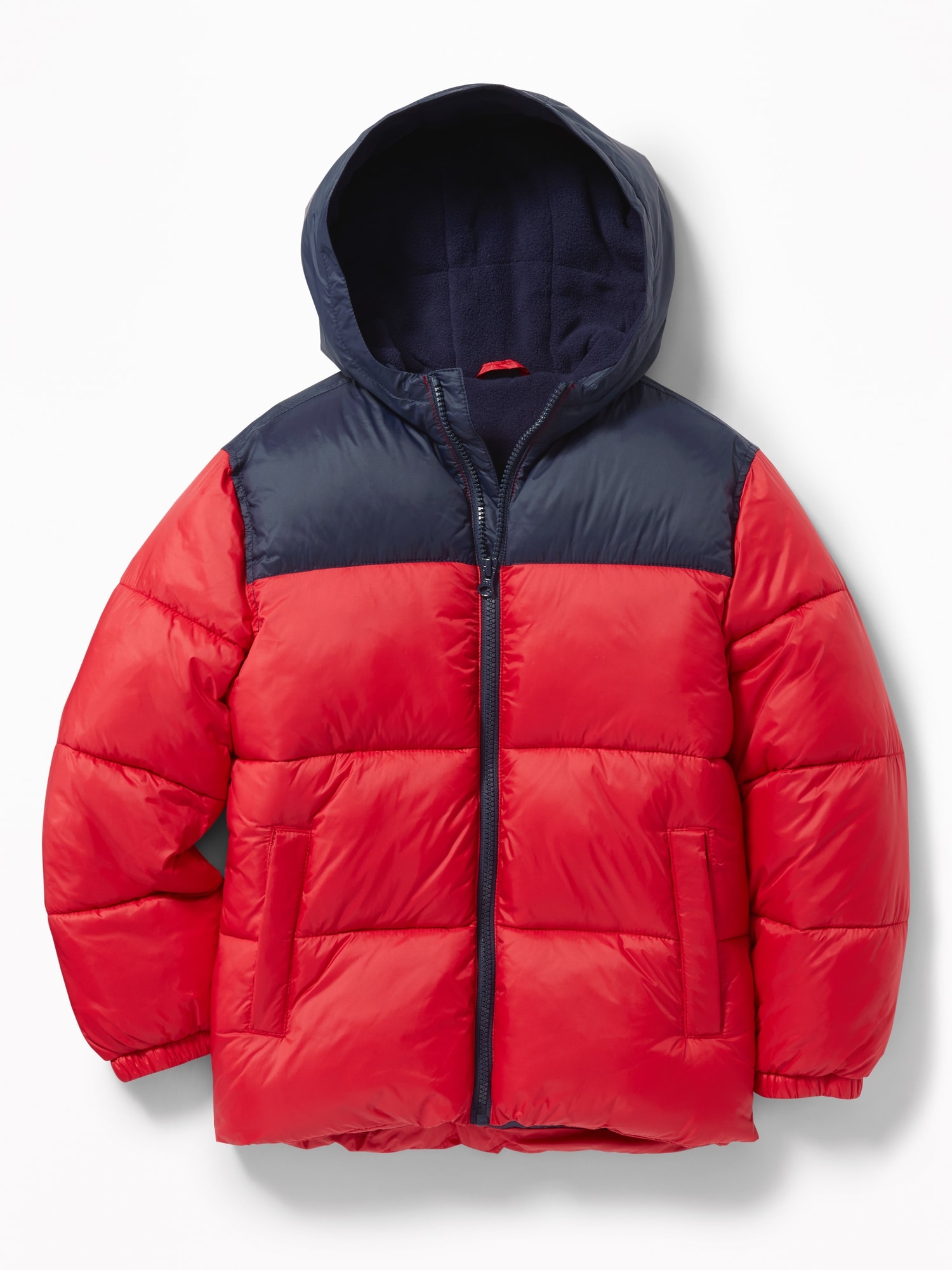 Navy Red Hooded Puffer Jacket