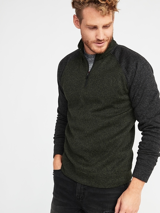 Image number 1 showing, Color-Block Sweater-Fleece 1/4-Zip Pullover