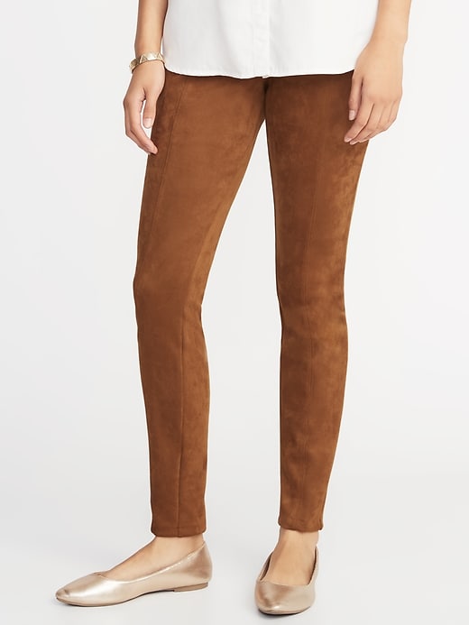 View large product image 1 of 2. High-Waisted Stevie Faux-Suede Ponte-Knit Pants For Women