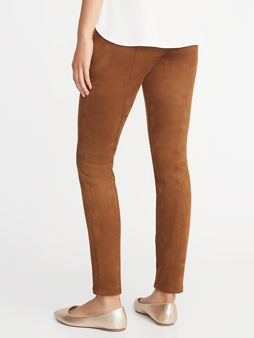 View large product image 2 of 2. High-Waisted Stevie Faux-Suede Ponte-Knit Pants For Women