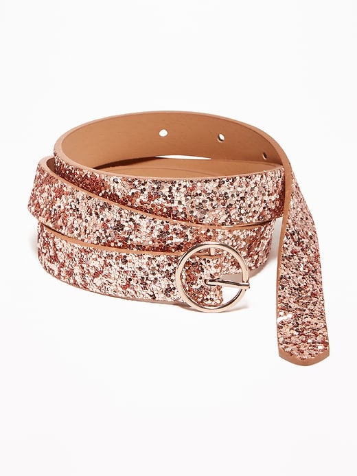 View large product image 1 of 1. Skinny Glitter O-Ring Belt for Women