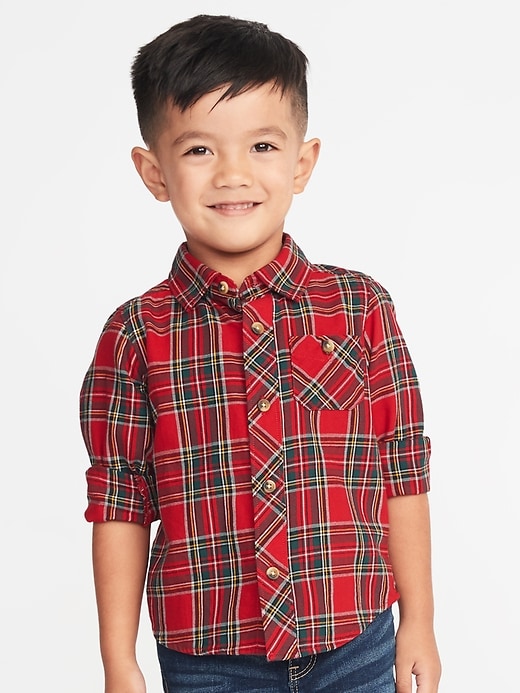View large product image 1 of 4. Plaid Pocket Shirt for Toddler Boys