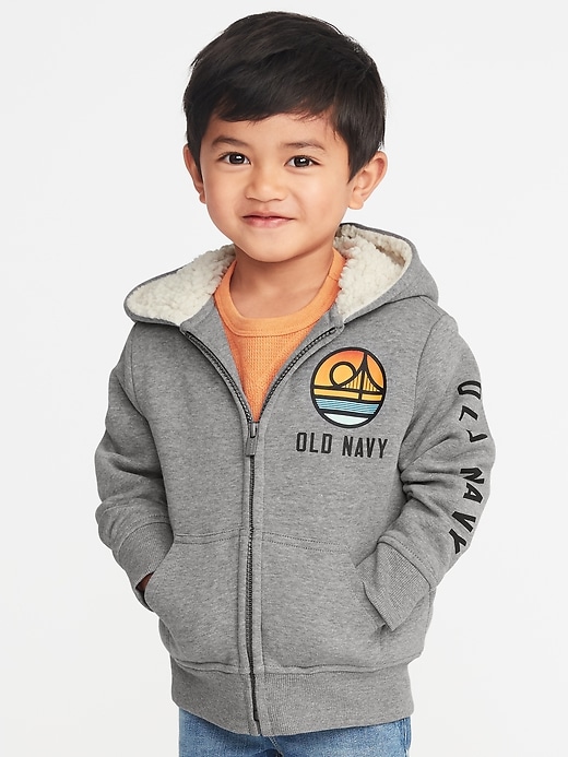 Sherpa-Lined Logo-Graphic Zip Hoodie for Toddler Boys | Old Navy