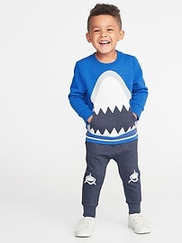View large product image 3 of 5. Shark-Graphic Crew-Neck Sweatshirt for Toddler Boys