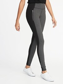 High-Waisted Herringbone/Ponte Zip-Pocket Street Leggings For Women