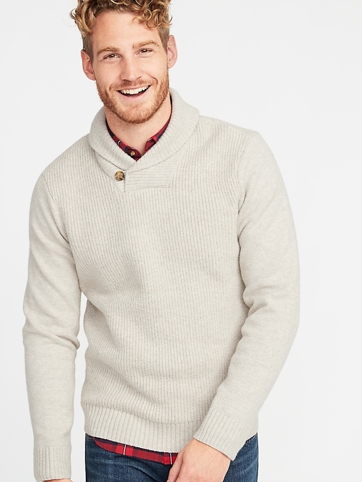 View large product image 1 of 1. Shawl-Collar Sweater for Men