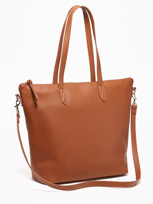 View large product image 1 of 3. Faux-Leather Zip-Top Tote for Women