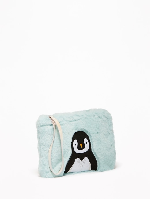 View large product image 1 of 3. Faux-Fur Penguin-Graphic Wristlet for Women