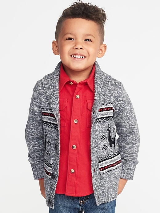 View large product image 1 of 4. Fair Isle Shawl-Collar Cardigan for Toddler Boys