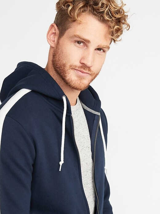 Striped-Sleeve Zip Hoodie for Men | Old Navy