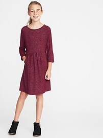 View large product image 3 of 3. Fit & Flare Plush-Knit Dress for Girls