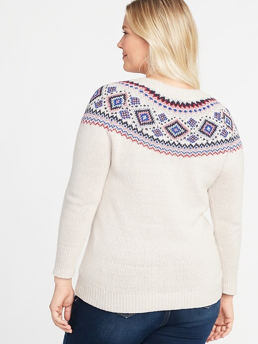 Image number 2 showing, Metallic Fair-Isle Plus-Size Sweater