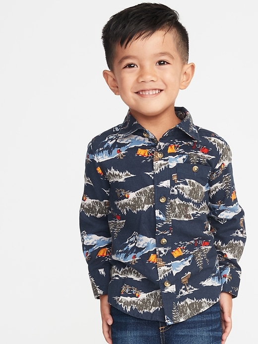 View large product image 1 of 1. Printed Pocket Shirt for Toddler Boys