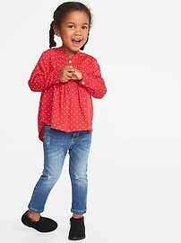 View large product image 3 of 4. Mandarin-Collar Pintuck Tunic for Toddler Girls